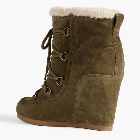 VERONICA BEARD
Elfred Lace-up Shearling Wedge Ankle Boots In Army Green - Picture 2 of 4